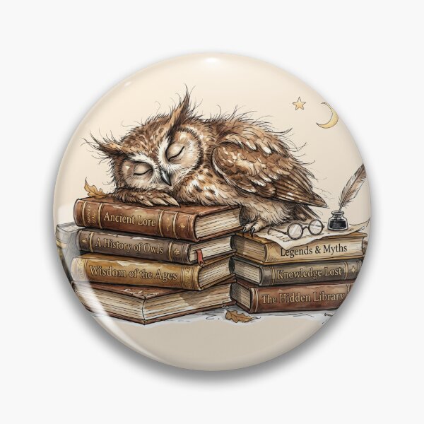 Item preview, Cute Watercolor Owl Sleeping on Stack of Library Books designed and sold by BreezifyDesignStudio.