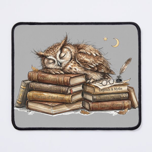 Item preview, Cute Watercolor Owl Sleeping on Stack of Library Books designed and sold by BreezifyDesignStudio.