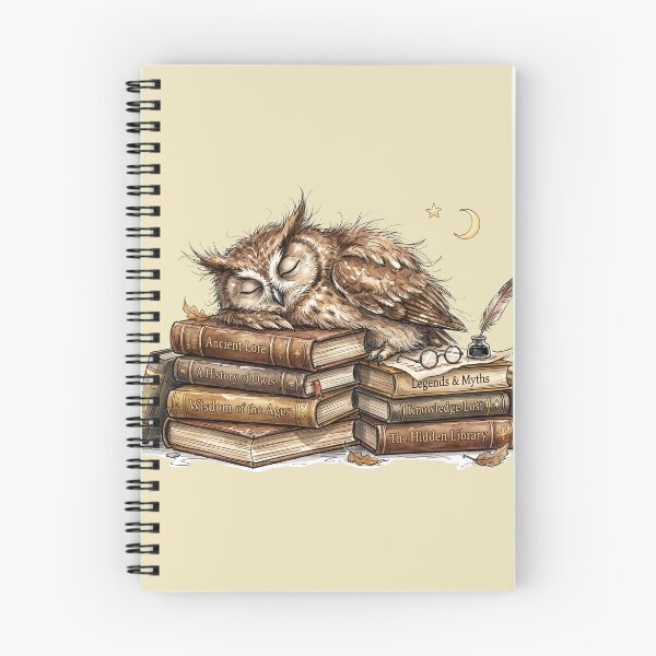 Item preview, Cute Watercolor Owl Sleeping on Stack of Library Books designed and sold by BreezifyDesignStudio.