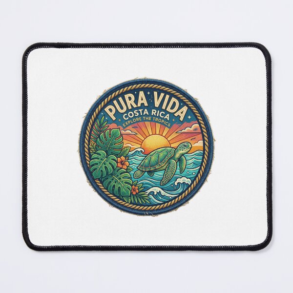 Item preview, Pura Vida Costa Rica Tropical Sea Turtle Retro Travel Badge designed and sold by PictoVibe.