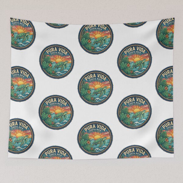 Item preview, Pura Vida Costa Rica Tropical Sea Turtle Retro Travel Badge designed and sold by PictoVibe.