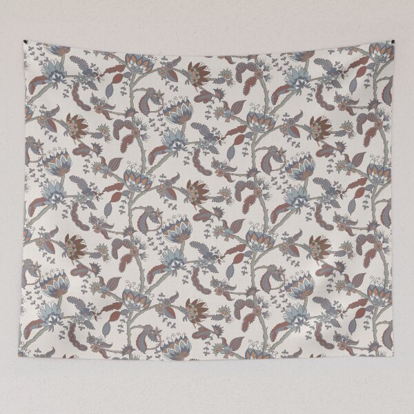 Item preview, Cool blue and cream floral chintz designed and sold by FrancesPoff.