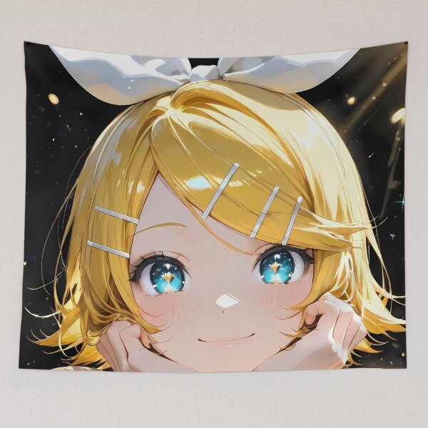 Item preview, Kagamine Rin Vocaloid Starlight Smile Golden Glow Closeup designed and sold by PMartistStudio.