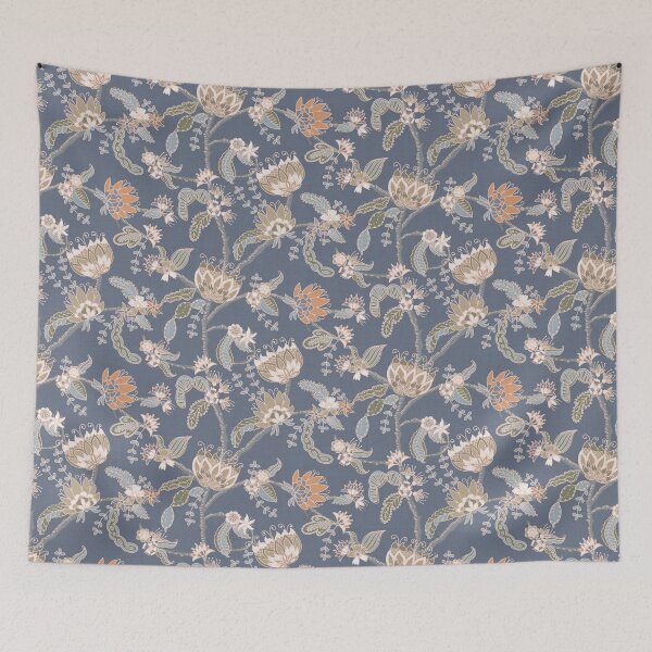 Item preview, Steel blue floral chintz designed and sold by FrancesPoff.