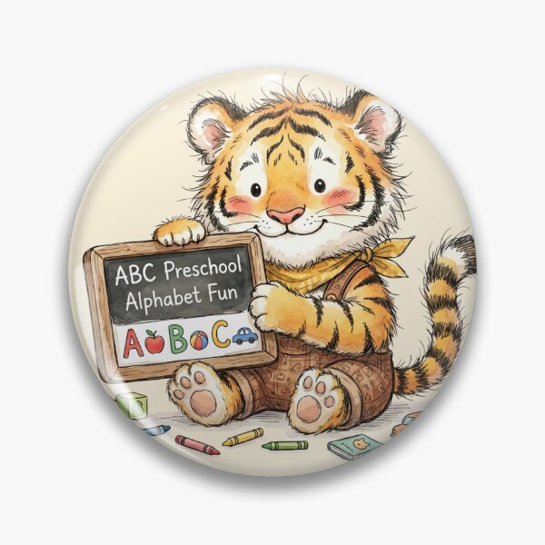 Item preview, Cute Watercolor Tiger Cub with ABC Preschool Blackboard designed and sold by BreezifyDesignStudio.