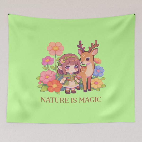 Item preview, Nature is Magic - Cute Pixel Art Elf and Deer designed and sold by PotionPixelArt.