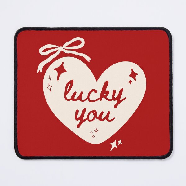 Item preview, Lucky You Red Aesthetic Heart Bow Sparkle Typography Design designed and sold by SpringTeaDesigns.