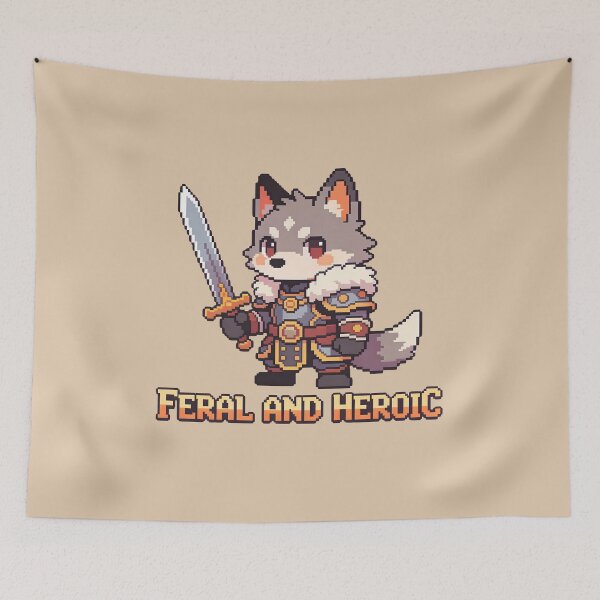 Item preview, Feral and Heroic - Cute Pixel Art Wolf Knight designed and sold by PotionPixelArt.