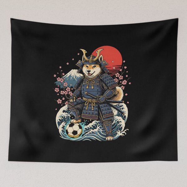 Item preview, Japanese Soccer Samurai Shiba Inu Ukiyo-e Art - Football Fan - Game Supporter Japanese Team designed and sold by BeaverFriends.