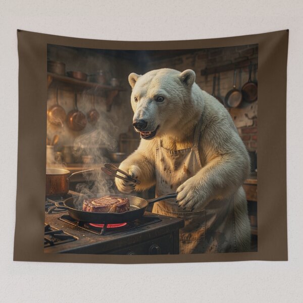 Item preview, Excited Polar Bear Pan Sears a Steak designed and sold by Tridentulus.