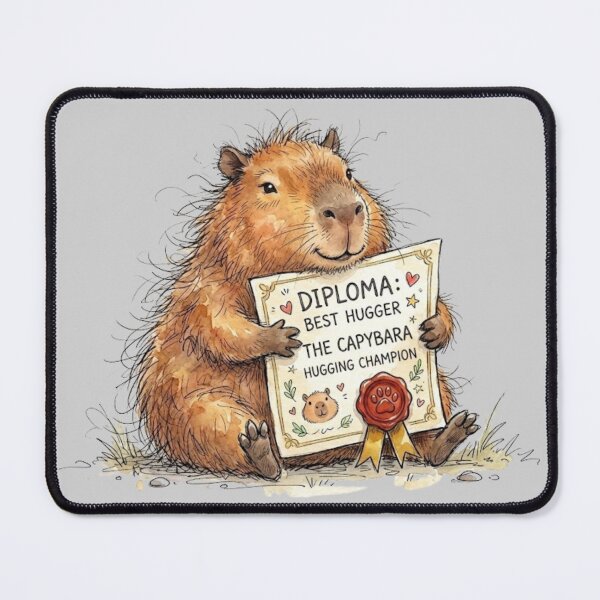 Item preview, Cute Watercolor Capybara Best Hugger Diploma Champion Art designed and sold by BreezifyDesignStudio.