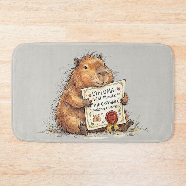 Item preview, Cute Watercolor Capybara Best Hugger Diploma Champion Art designed and sold by BreezifyDesignStudio.