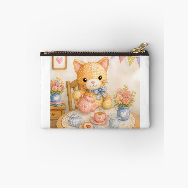 Item preview, Orange Patchwork Cat Tea Party designed and sold by Shelley Loewnau-Jones Studio.