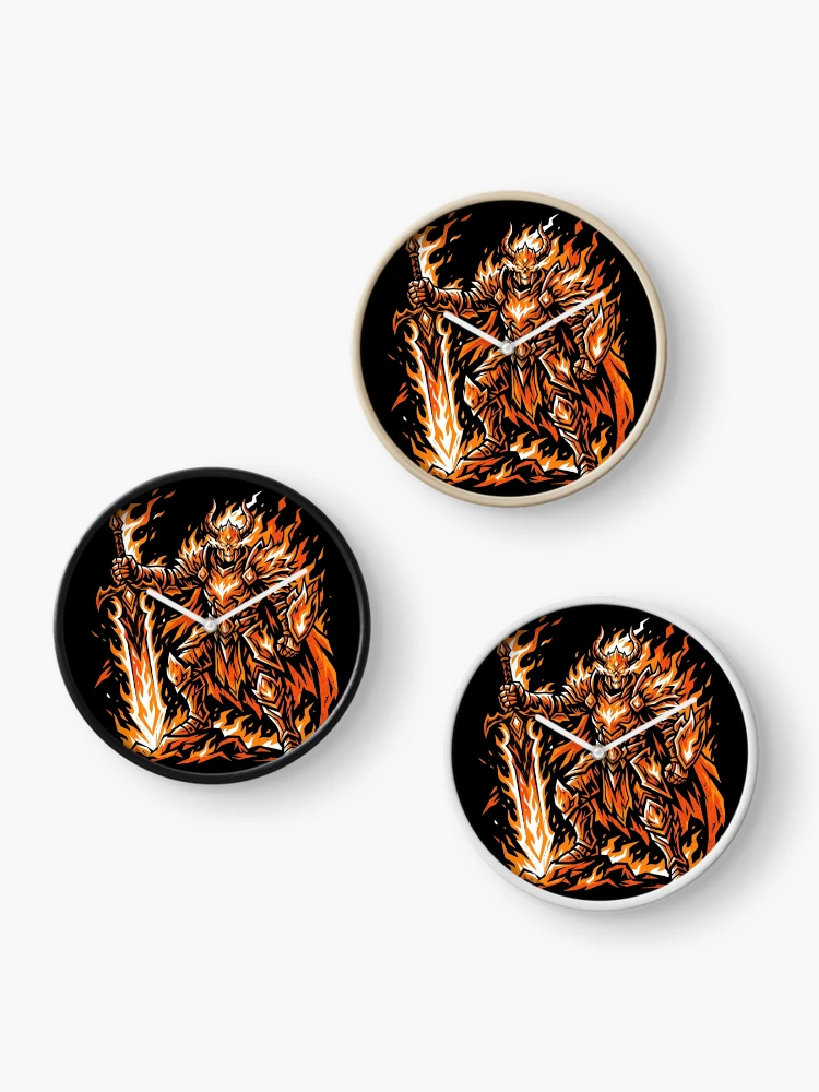 Thumbnail 3 of 4, Clock, Hellfire Knight designed and sold by Stickersdevelop.