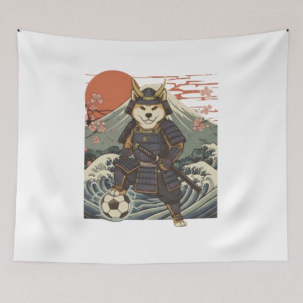 Item preview, Vintage Shiba Inu Samurai Soccer Player Japanese Ukiyo-e Art - Football Fan - Game Supporter Japanese Team designed and sold by BeaverFriends.