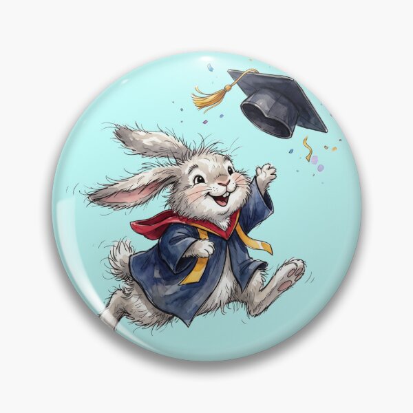 Item preview, Cute Watercolor Bunny Rabbit Throwing Graduation Cap Art designed and sold by BreezifyDesignStudio.