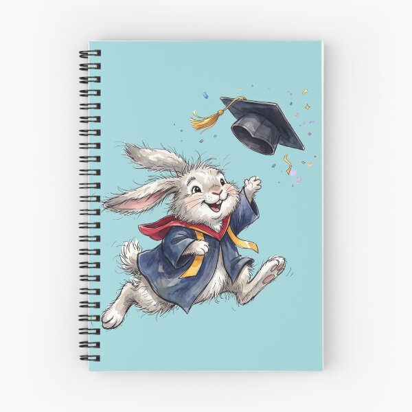 Item preview, Cute Watercolor Bunny Rabbit Throwing Graduation Cap Art designed and sold by BreezifyDesignStudio.