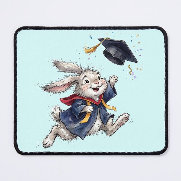 Item preview, Cute Watercolor Bunny Rabbit Throwing Graduation Cap Art designed and sold by BreezifyDesignStudio.