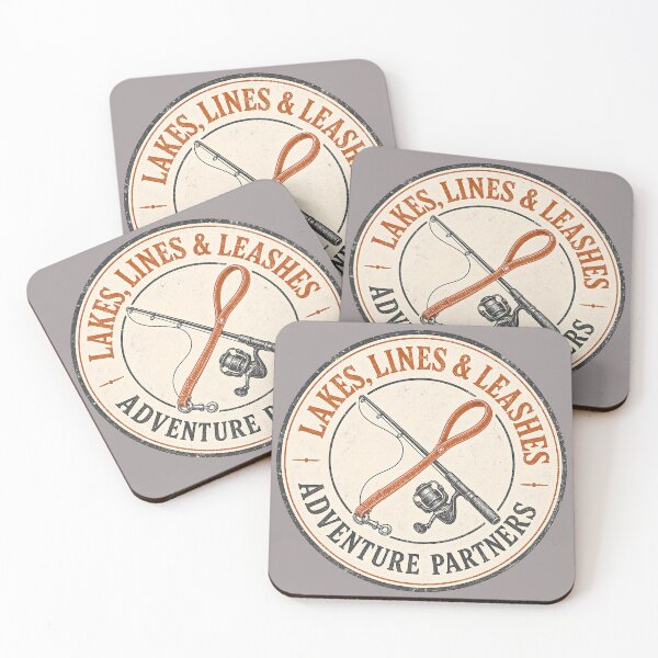 Item preview, Lakes, Lines & Leashes – Vintage Fishing & Dog Dad Badge designed and sold by MeatyTees.