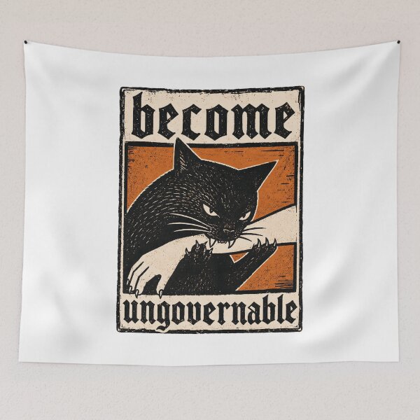 Item preview, Black Cat Biting Hand Become Ungovernable designed and sold by Randomera.