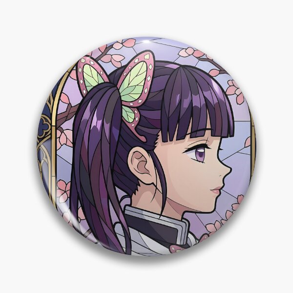 Item preview, Kanao Tsuyuri Demon Slayer Gothic Sakura Stained Glass Window Portrait designed and sold by mildaclairmo.