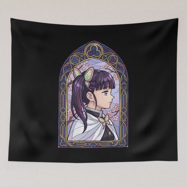 Item preview, Kanao Tsuyuri Demon Slayer Gothic Sakura Stained Glass Window Portrait designed and sold by mildaclairmo.