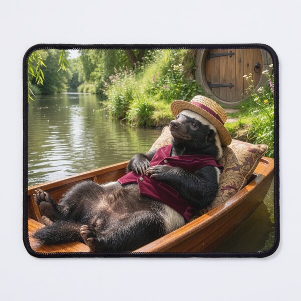 Item preview, Honey Badger Spends a Peaceful Day on the River designed and sold by Tridentulus.