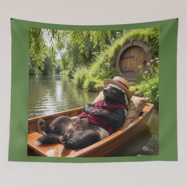 Item preview, Honey Badger Spends a Peaceful Day on the River designed and sold by Tridentulus.