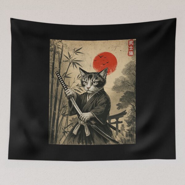 Item preview, Samurai Cat Vintage Japanese designed and sold by charoen-design.