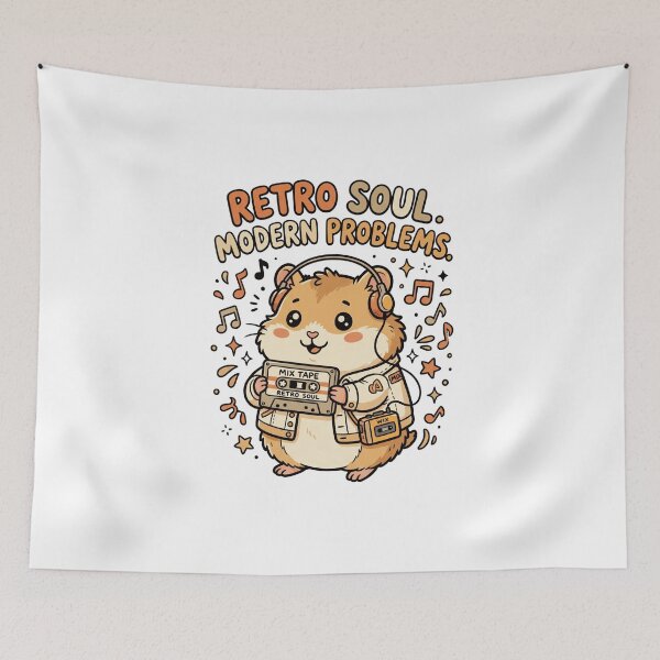 Item preview, Cute Hamster Retro Soul Modern Problems Shirt — Kawaii Doodle Cassette Tape Vintage Music Gift designed and sold by MaynyStudio.