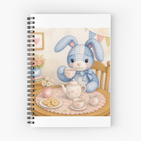 Item preview, Blue Patchwork Bunny Tea Party designed and sold by Shelley Loewnau-Jones Studio.