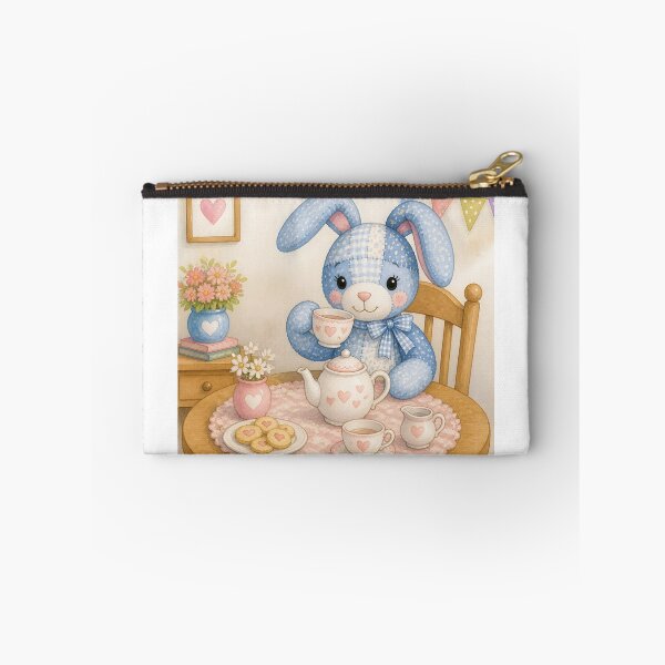 Item preview, Blue Patchwork Bunny Tea Party designed and sold by Shelley Loewnau-Jones Studio.