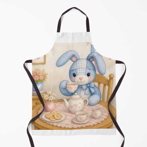Item preview, Blue Patchwork Bunny Tea Party designed and sold by Shelley Loewnau-Jones Studio.