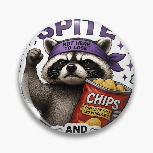 Item preview, Powered by Spite and Snacks Sticker – Funny Feral Raccoon Meme Decal designed and sold by redblink store.