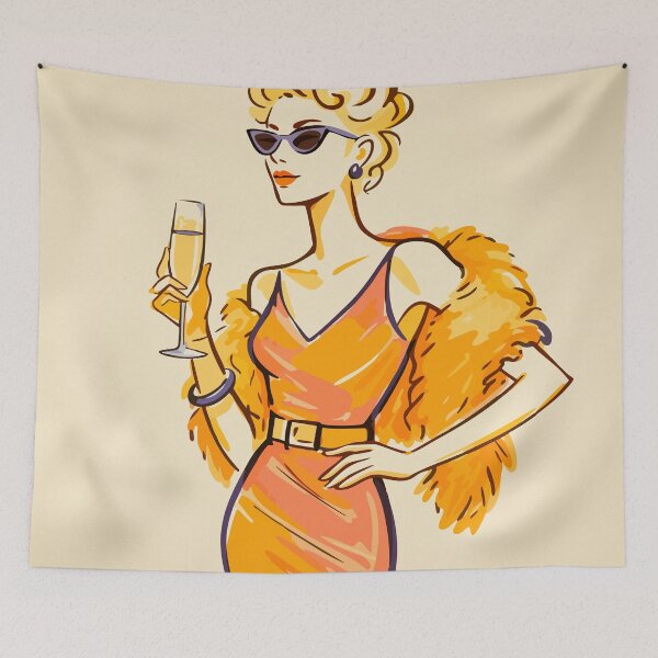 Item preview, Vintage Glam Lady with Champagne designed and sold by ArtByBoya.