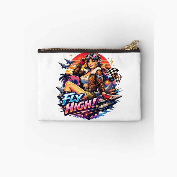 Item preview, Retro Synthwave Pin-Up Aviator Girl designed and sold by JonelleTshirts.