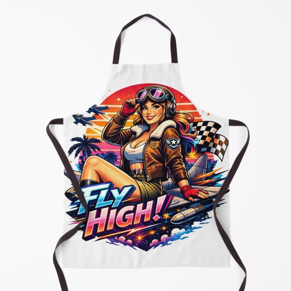 Item preview, Retro Synthwave Pin-Up Aviator Girl designed and sold by JonelleTshirts.