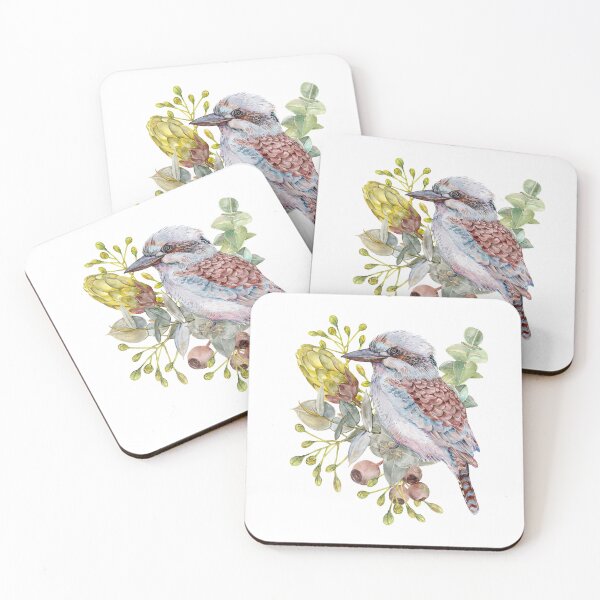 Item preview, Australian Kookaburra Watercolour Illustration with Native Florals designed and sold by Sketchbook Designs.
