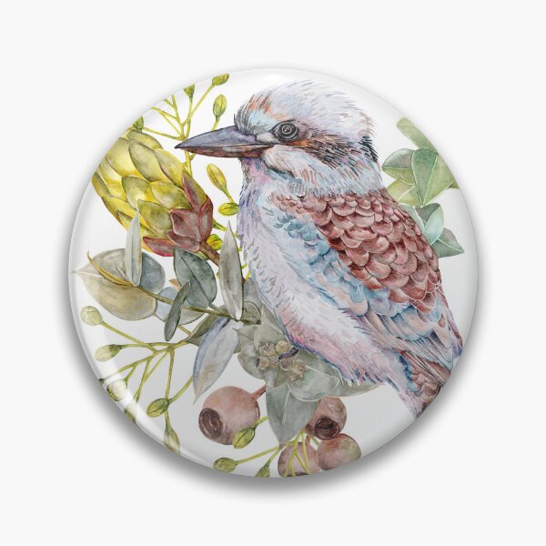 Item preview, Australian Kookaburra Watercolour Illustration with Native Florals designed and sold by Sketchbook Designs.