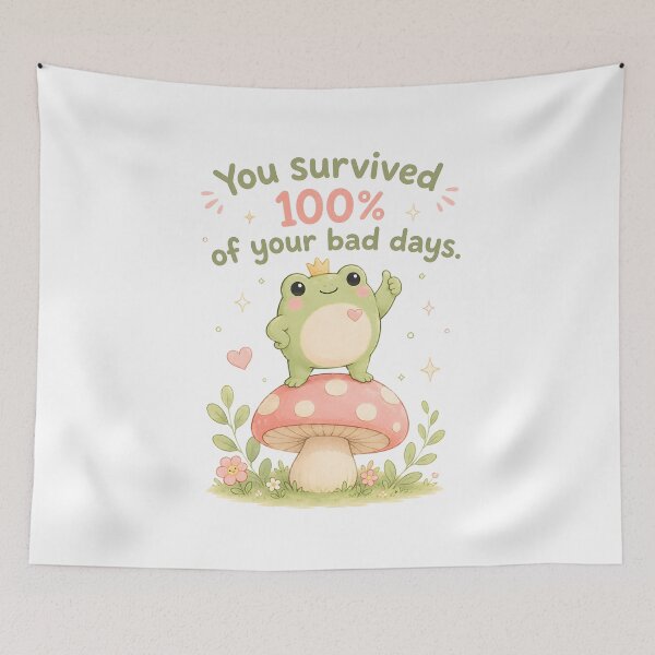 Item preview, You Survived One Hundred Percent of Your Bad Days Cute Positive Motivational Typography Design designed and sold by ArtsyGlaze.