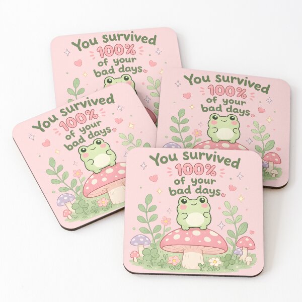 Item preview, You Survived One Hundred Percent of Your Bad Days Cute Positive Motivational Typography Design designed and sold by ArtsyGlaze.