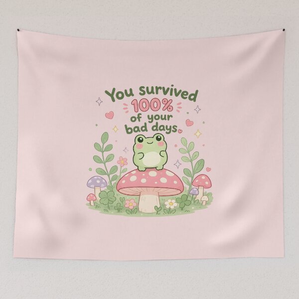 Item preview, You Survived One Hundred Percent of Your Bad Days Cute Positive Motivational Typography Design designed and sold by ArtsyGlaze.