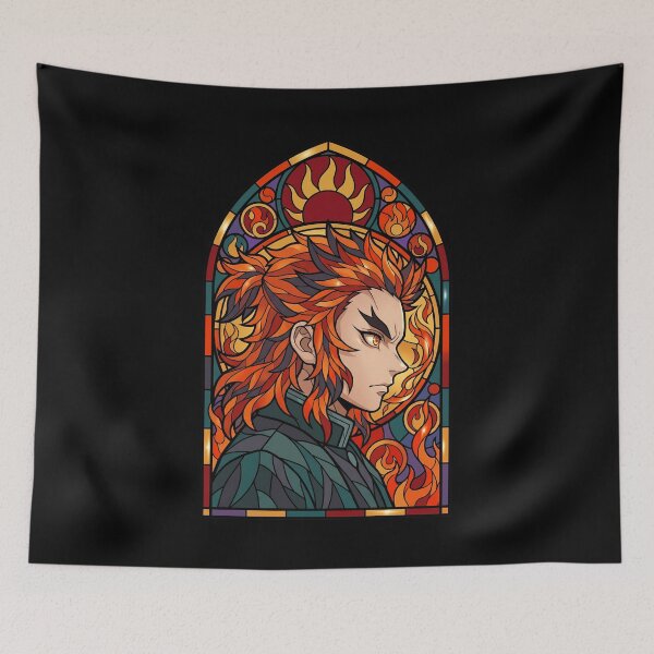 Item preview, Kyojuro Rengoku Demon Slayer Fire Halo Stained Glass designed and sold by mildaclairmo.