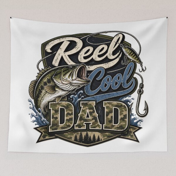 Item preview, Fun and Outdoorsy Camo "Reel Cool Dad" Fishing theme designed and sold by BackwoodsFeral.