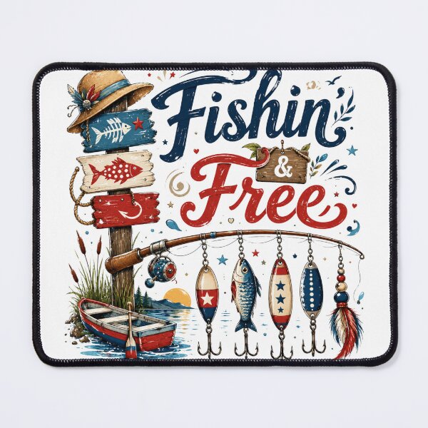Item preview, A charming Patriotic Fishin & Free designed and sold by BackwoodsFeral.