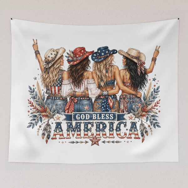 Item preview, A cute and charming patriotic Country Girls God Bless America designed and sold by BackwoodsFeral.