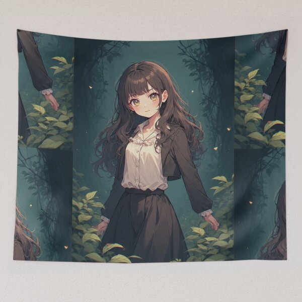 Item preview, Anime girl in a dark jungle designed and sold by ArtsJulian.