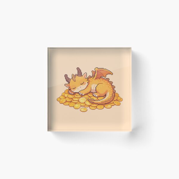 Item preview, Cute Pixel Art Sleeping Dragon - Kawaii Golden Hoard designed and sold by PotionPixelArt.