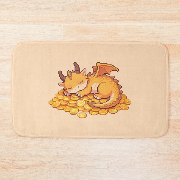Item preview, Cute Pixel Art Sleeping Dragon - Kawaii Golden Hoard designed and sold by PotionPixelArt.