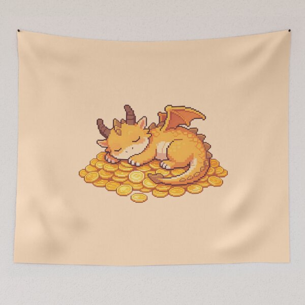 Item preview, Cute Pixel Art Sleeping Dragon - Kawaii Golden Hoard designed and sold by PotionPixelArt.